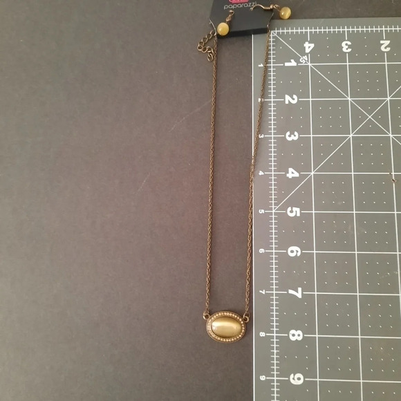 Paparazzi Necklace and Earrings Jewelry set Brown stone Bronze metal - Picture 6 of 8